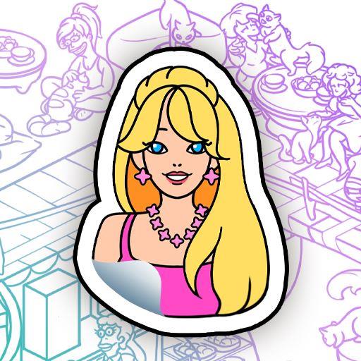 Sticker coloring - art puzzle logo