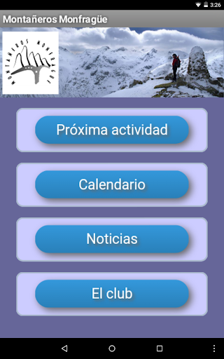 Android application Montañeros Monfragüe screenshort