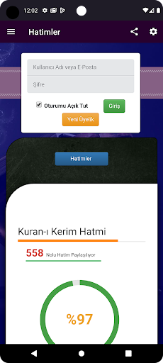 Android application Hatim Paylaşım screenshort