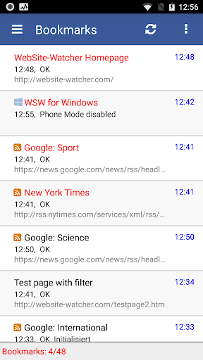 Android application WebSite-Watcher screenshort