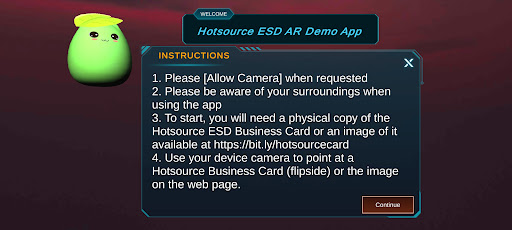 Android application Hotsource AR Demo screenshort