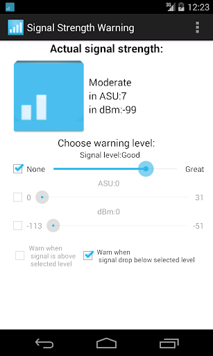 Android application Lost the signal warning screenshort