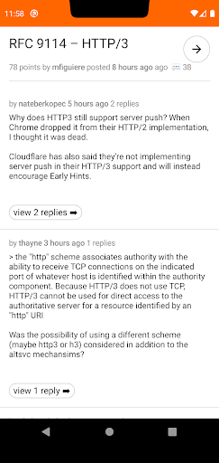 Android application Hacker News Reader screenshort