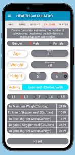 Health Calculator:Calorie,BMR
