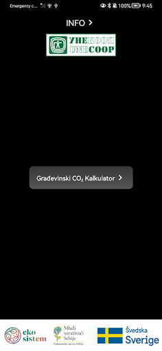 Android application CO2 Kalkulator screenshort