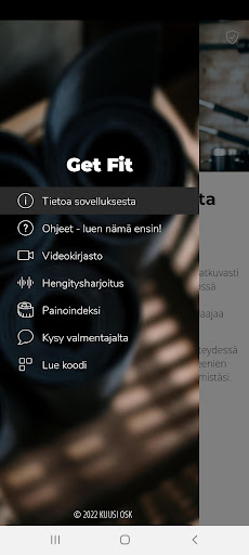 Android application Get Fit - hyvinvointisovellus screenshort