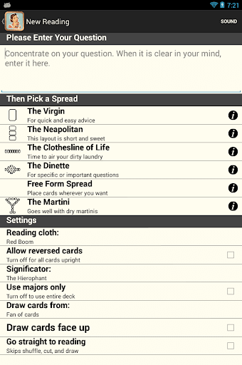 Screenshot of Housewives Tarot