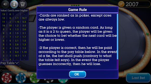 Casino High Low Screen 2