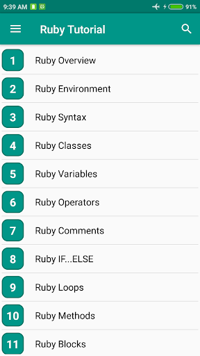 Android application Ruby Tutorial screenshort
