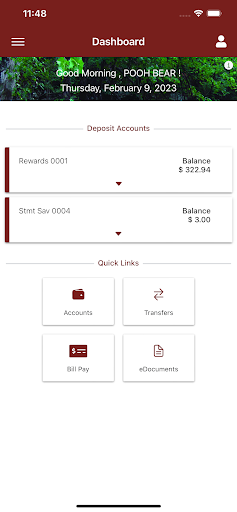 TCSB Mobile Banking Screen 2