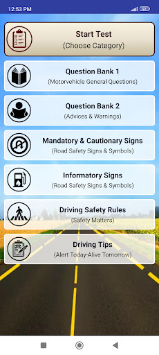 Android application Driving Licence Practice Tests screenshort