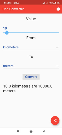 Android application Unit Converter screenshort