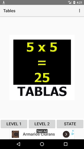 Android application Tablas screenshort