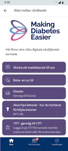 Android application Stöd mellan vårdbesök screenshort