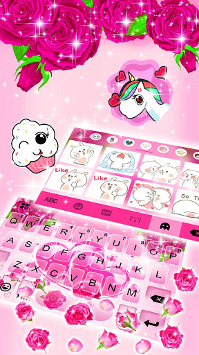 Pink Roses Gravity Keyboard Ba Screen 3