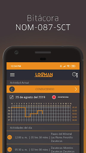 Android application Logman Bitácora del Conductor screenshort