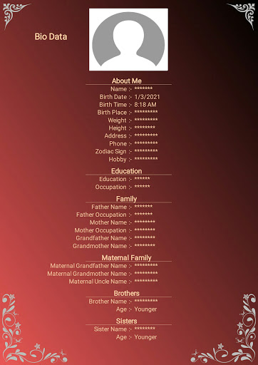Android application Marriage Biodata Maker screenshort