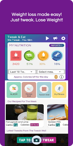 Android application Tweak & Eat. Eat Healthy. screenshort