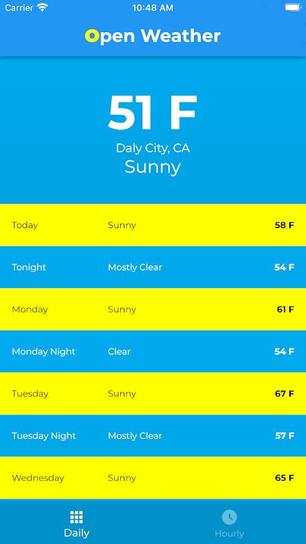 Open Weather Screen 1
