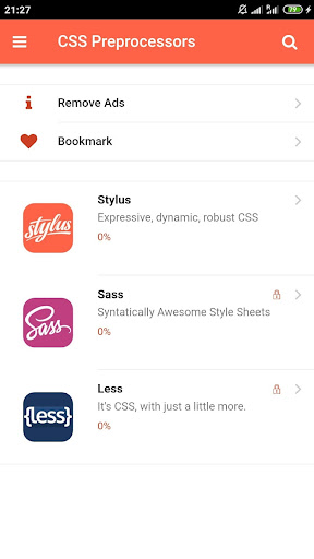 Android application CSS Preprocessors Docs screenshort