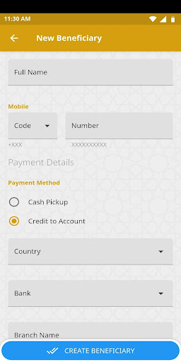Alfardan Exchange Remittance Screen 3