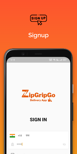 Android application ZipGripGo Delivery Partner screenshort