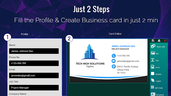 Business Card Maker, Visiting Screenshot