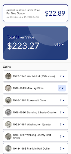 90% silver coin calculator Screen 2