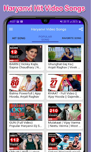 Android application Haryanvi HD Video Songs screenshort