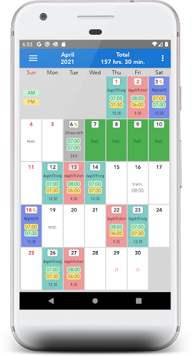 Android application Megashift - Shift Calendar screenshort