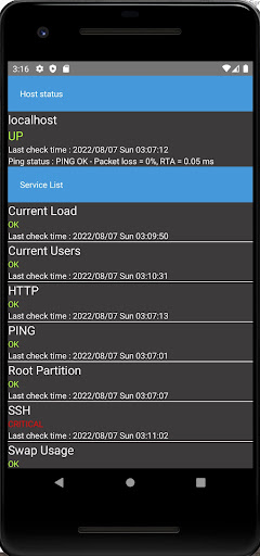 Android application NAGMON screenshort