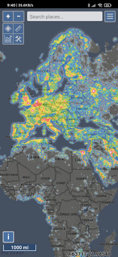 Android application Light pollution map screenshort