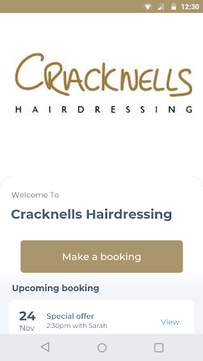 Android application Cracknells Hairdressing screenshort