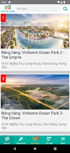 Android application MegaLand.vn screenshort