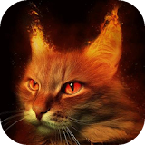 Fiery red cat live wallpaper icon