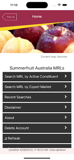 Android application Summerfruit MRL & WHP Search screenshort