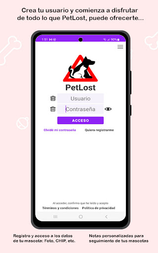 Android application PetLost - Mascotas perdidas screenshort