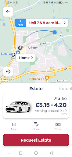 Amber Taxis Alfreton Screen 2