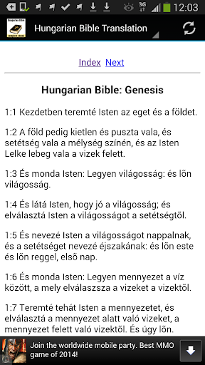 Hungarian Bible Translation Screen 3