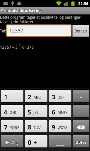 Android application Prime Factorization screenshort