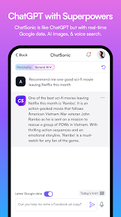 ChatSonic: لقطة شاشة لتطبيق Super ChatGPT