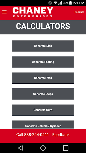 Android application Concrete & Agg Calculator screenshort