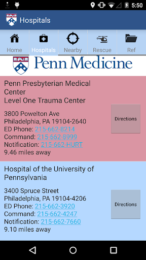 Android application Penn Rescue screenshort