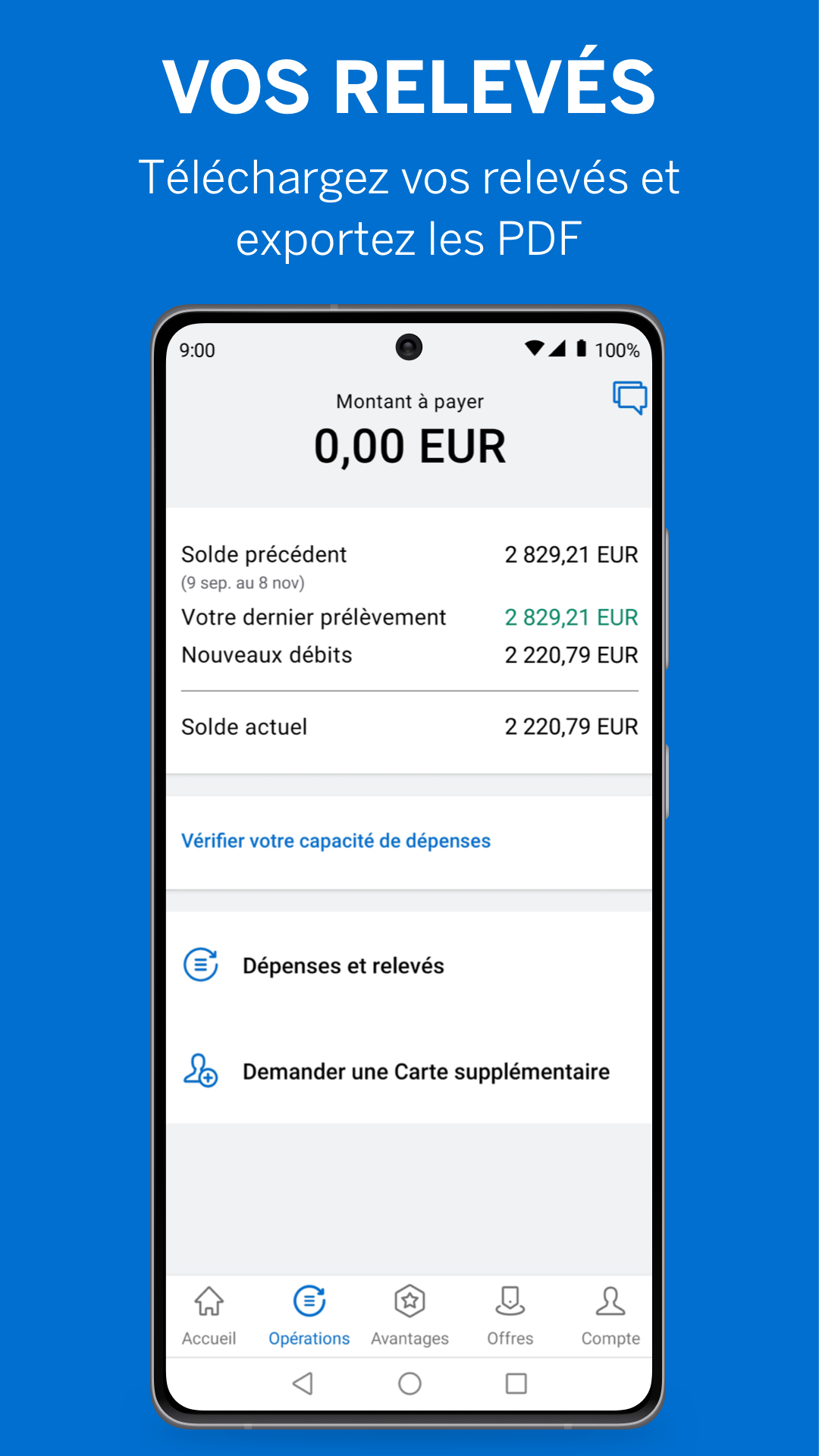 Android application Amex France screenshort