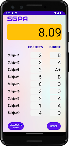 SRM-NCR CGPA Calculator Screen 3