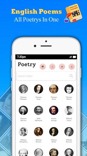 Android application English Poems : Poets & Poetry screenshort