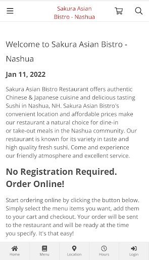 Android application Sakura Asian Bistro - Nashua screenshort