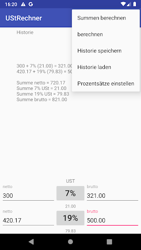 UStRechner screenshot 1