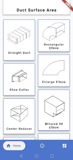 Android application Duct Surface Area Calculator screenshort