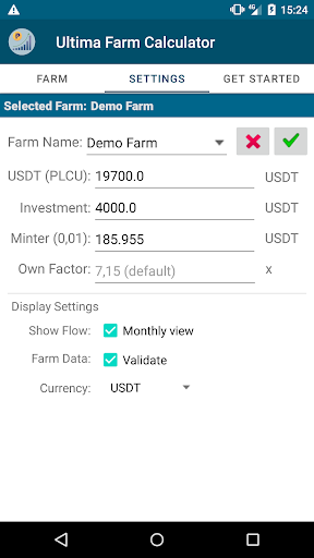Ultima Farm Calculator Screen 2